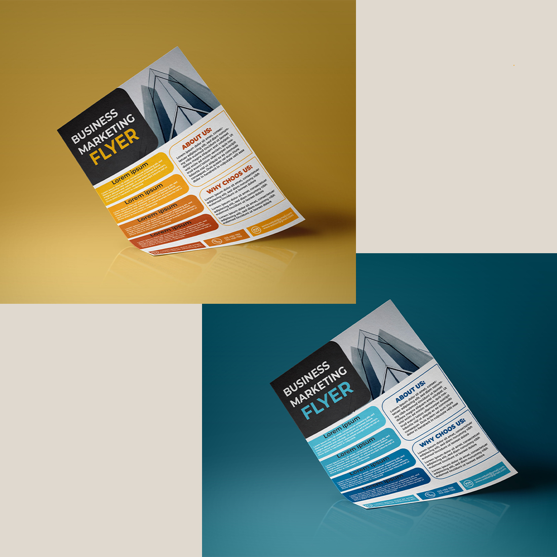 Business corporate marketing flyer Ai edit able print template design preview image.