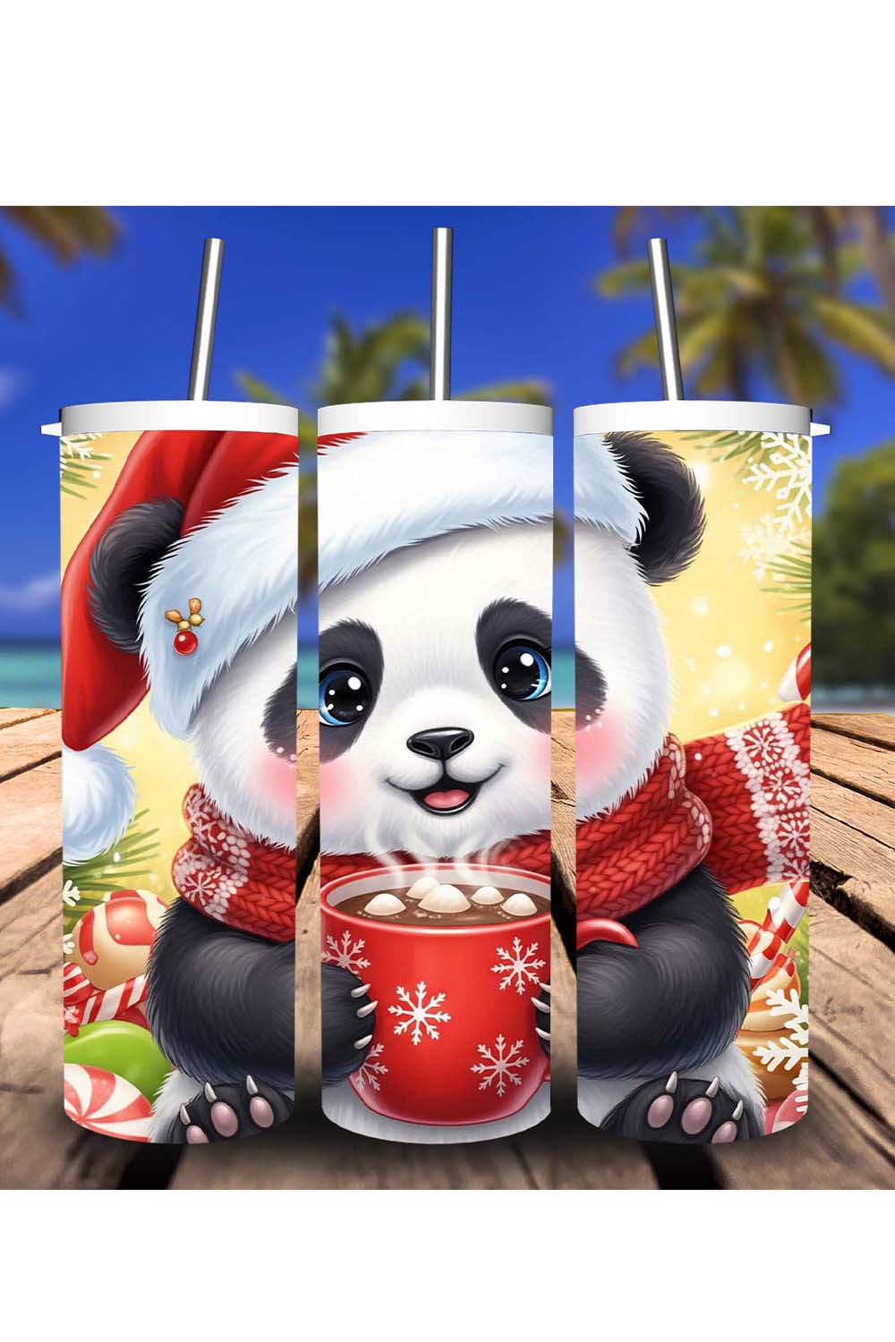 Floral & Glitter 20 oz Skinny Tumbler PNG Set pinterest preview image.