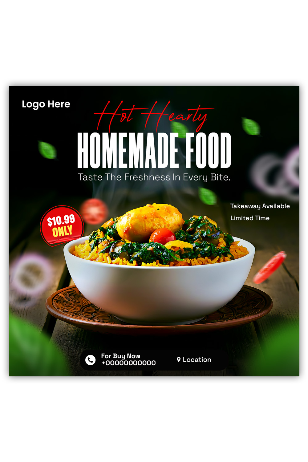 Homemade Food Instagram Post Template – Editable PSD pinterest preview image.