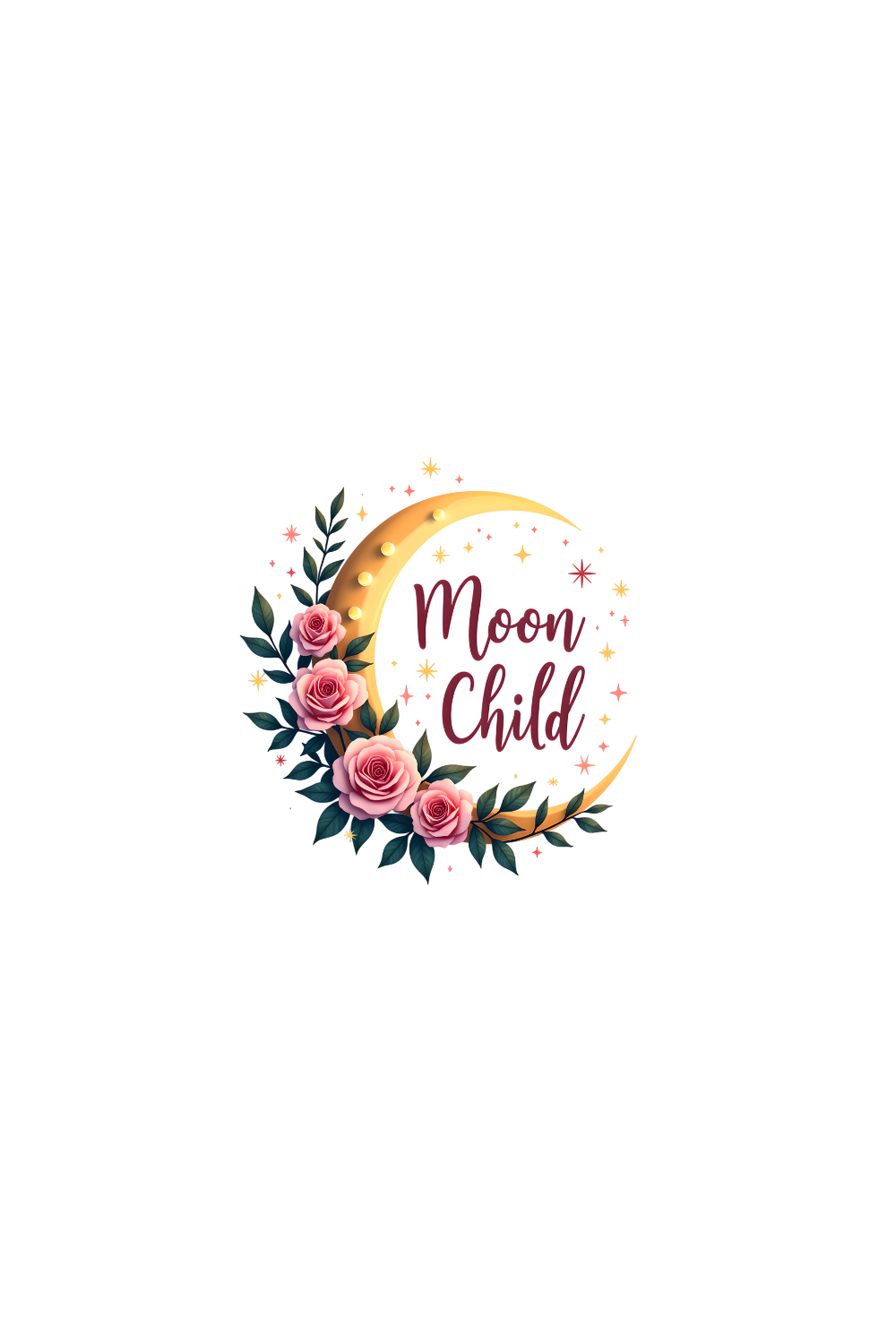 Floral Crescent Moon Butterfly PNG Bundle pinterest preview image.
