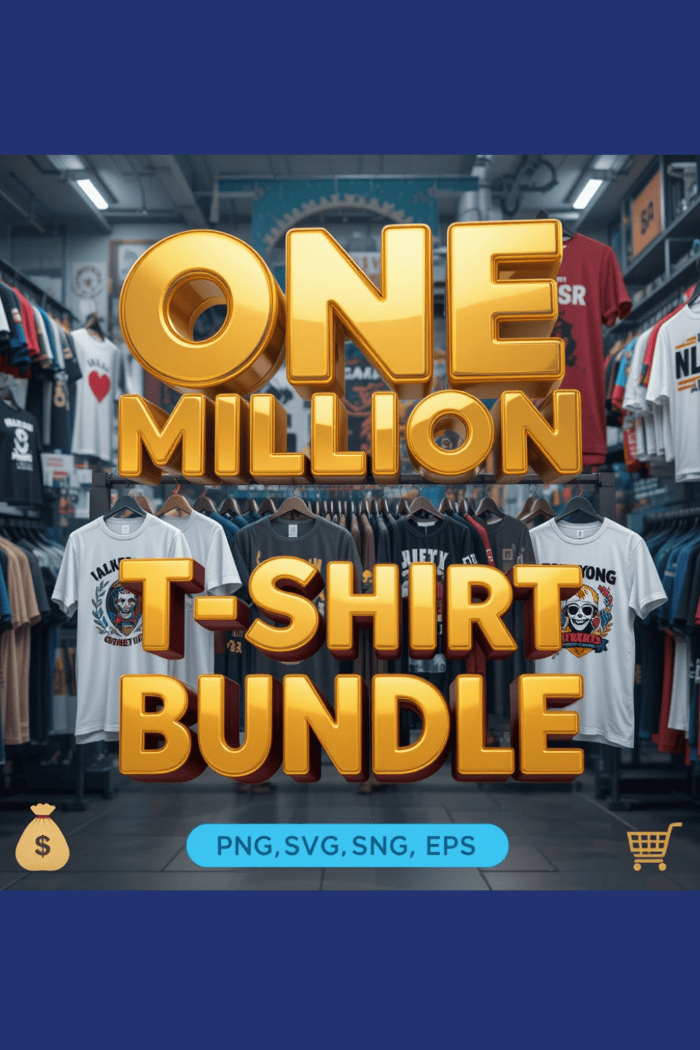 1,000,000+ T-Shirt Design Bundle | Vector, PNG, SVG & Editable Templates pinterest preview image.