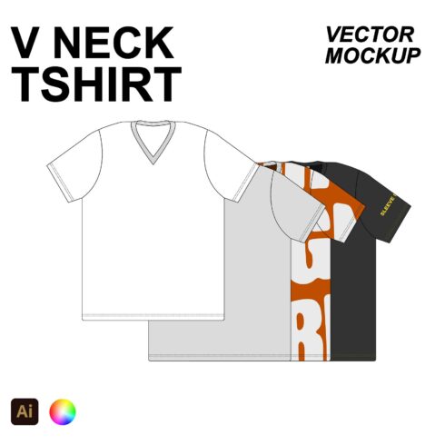 V Neck Tshirt Vector Fashion Mockup cover image.