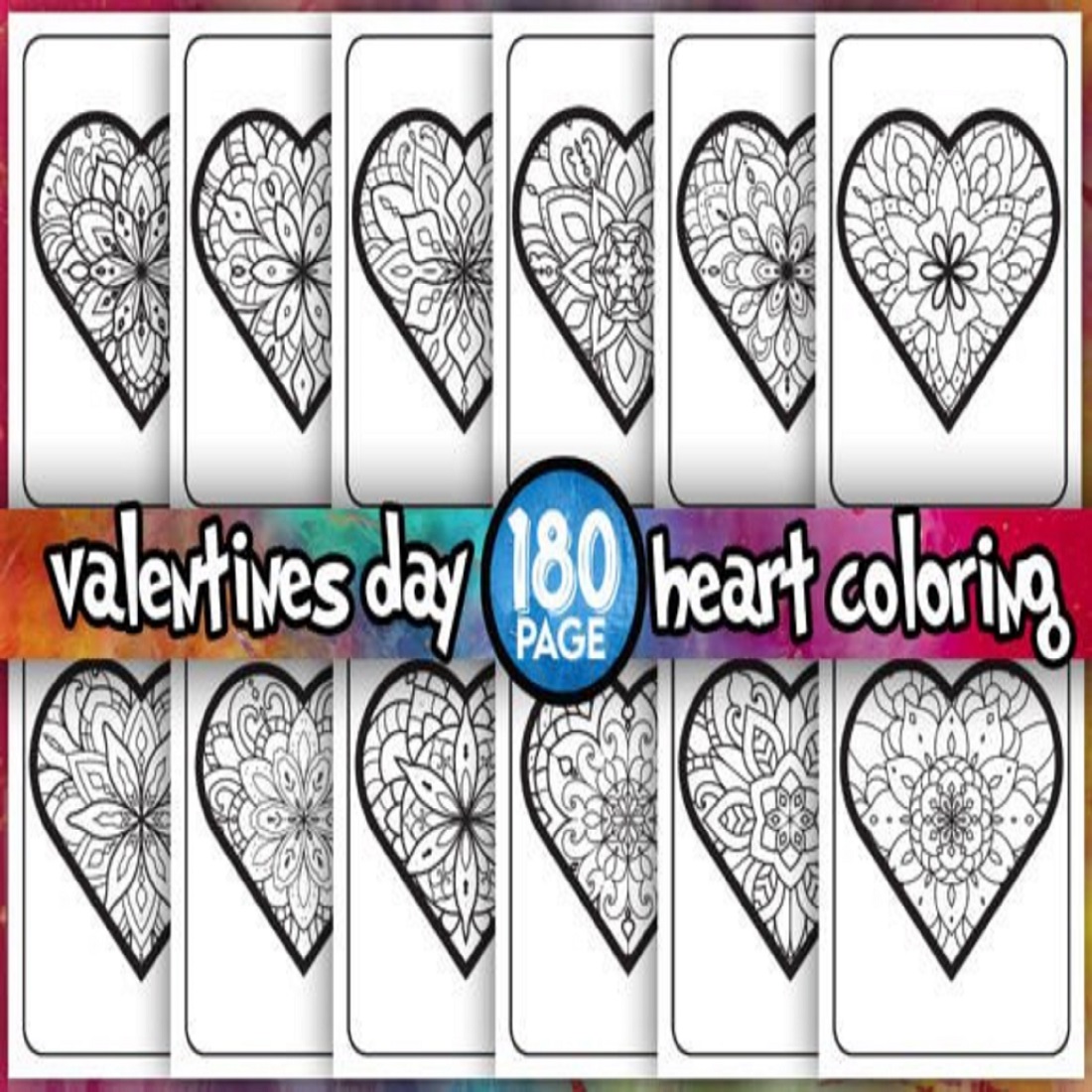 Valentine's Day Heart Coloring Book Page preview image.