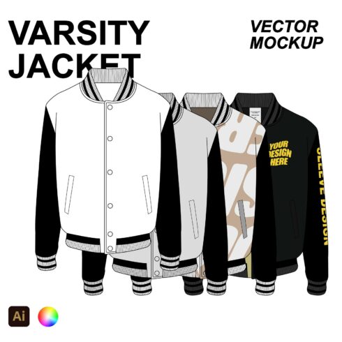 Varsity Jacket Vector Flat Mockup cover image.