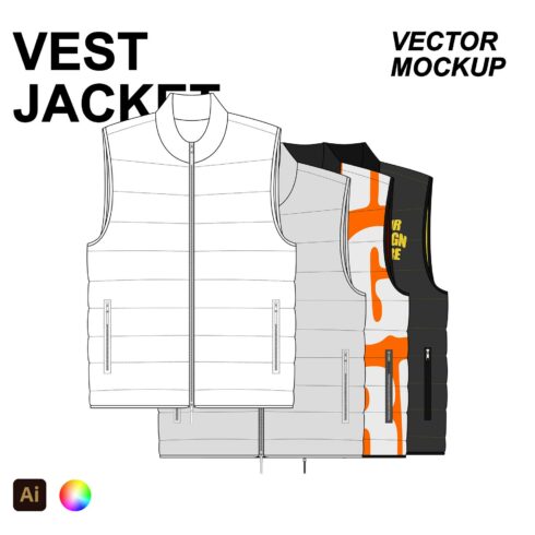 Jacket Vest Vector Flat Mockup cover image.