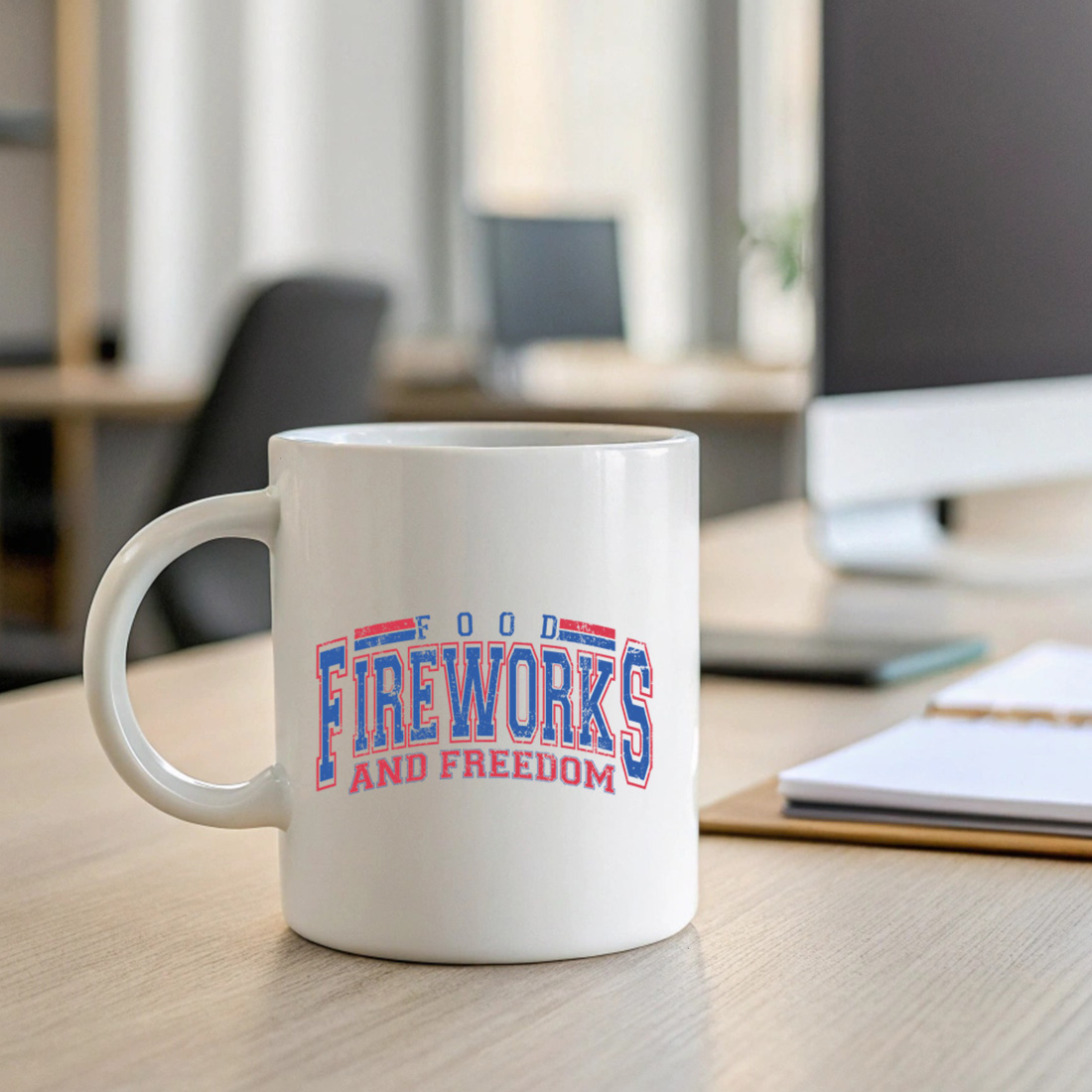 vintage american design featuring food fireworks and freedom for patriotic celebrations. graphic design. 2 with mug mock up 766