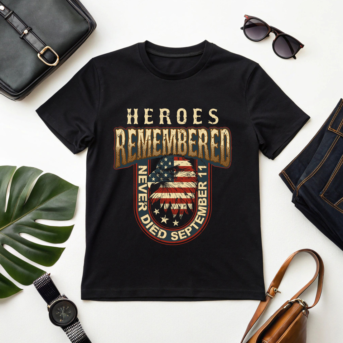 vintage american flag eagle tribute for september 11 remembrance day graphic design cover image.