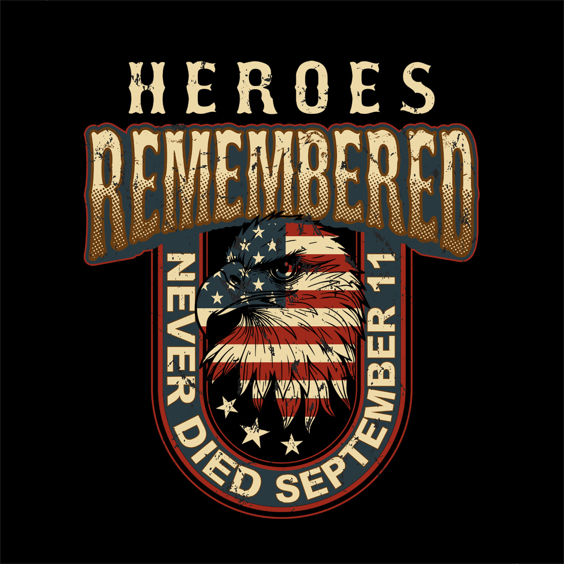 vintage american flag eagle tribute for september 11 remembrance day graphic design preview image.