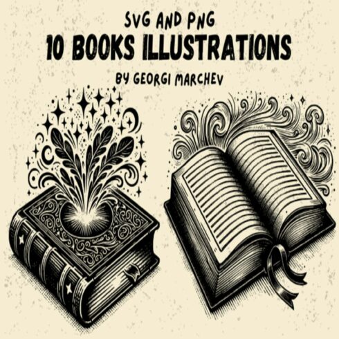 Vintage Books Illustrations Bundle SVG cover image.