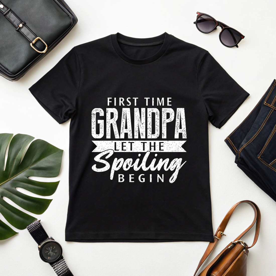 vintage grandpa t-shirt design saying let the spoiling begin for first-time grandfathers Graphic design cover image.