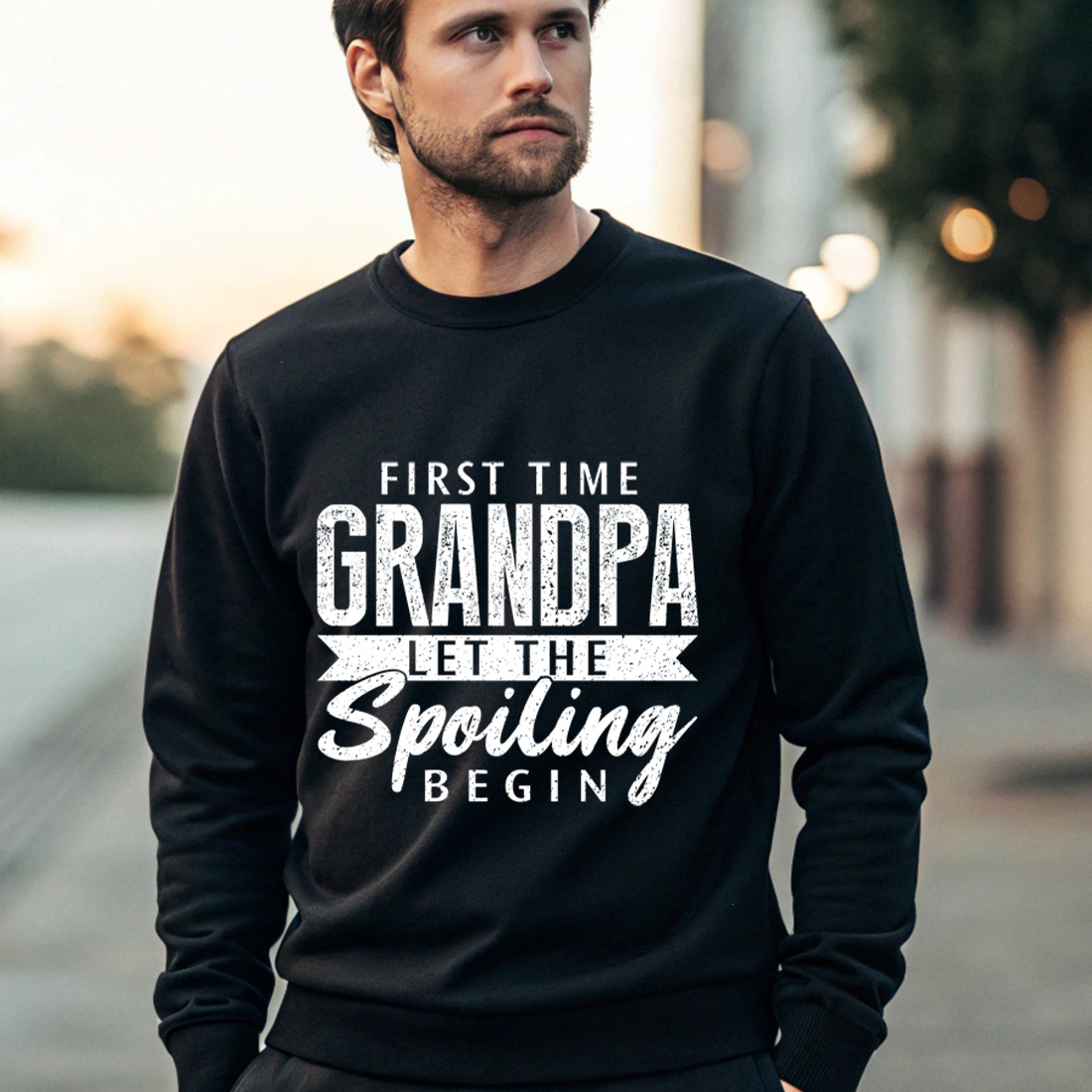 vintage grandpa t-shirt design saying let the spoiling begin for first-time grandfathers Graphic design preview image.