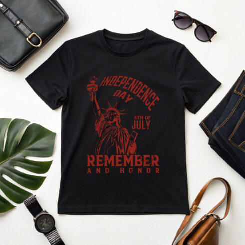 vintage independence day design with statue of liberty and distressed text graphic design cover image.