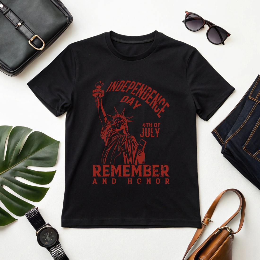 vintage independence day design with statue of liberty and distressed text graphic design cover image.