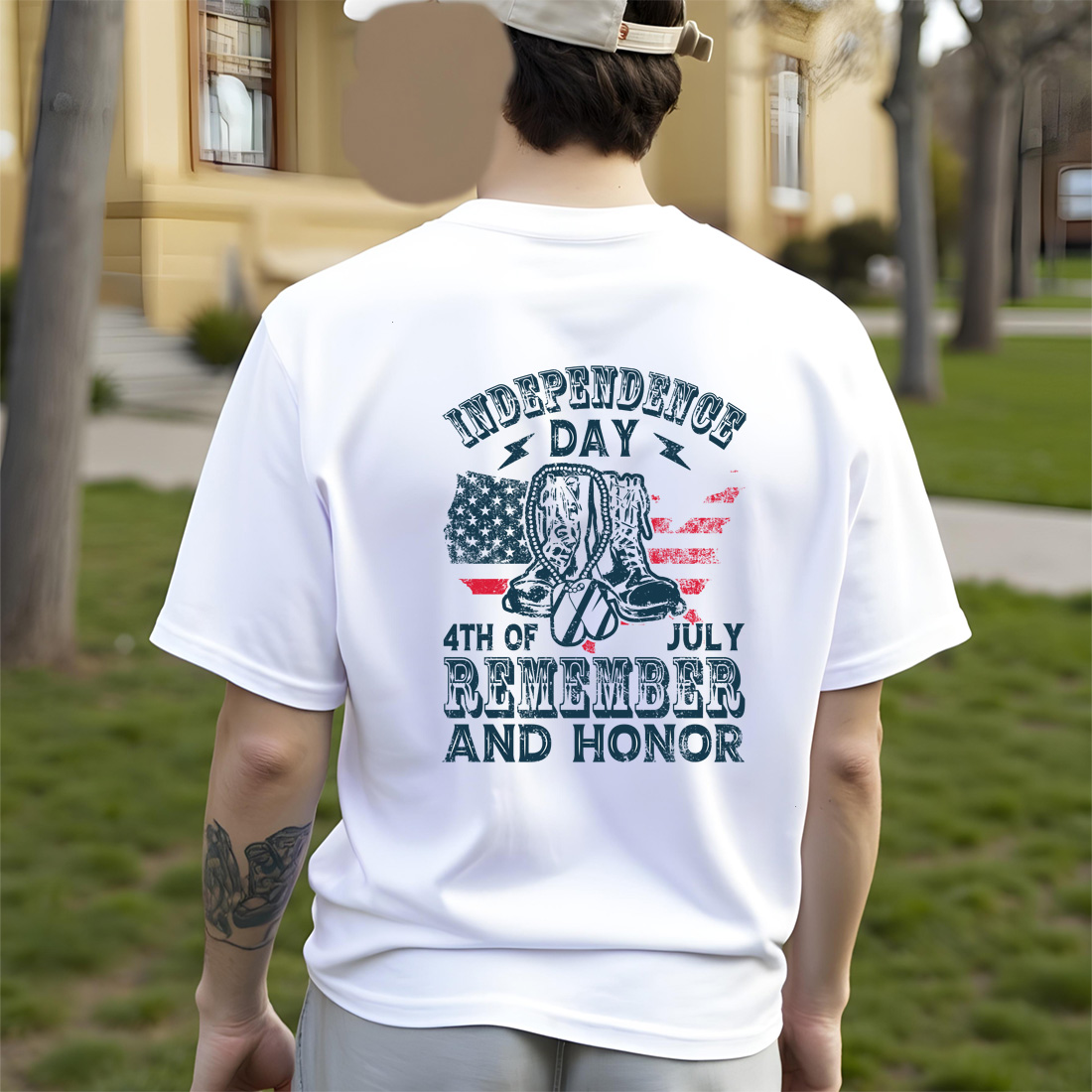 vintage independence day remember and honor 4th of july military boots t shirt design. graphic design. 6 t shirt mock up 800