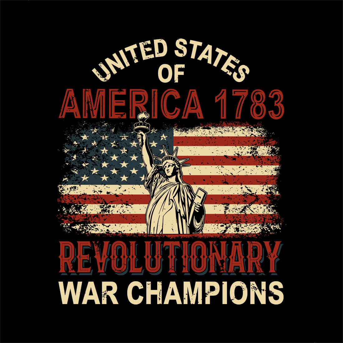 Vintage patriotic American merchandise celebrating the 1783 revolutionary war victory graphic design preview image.