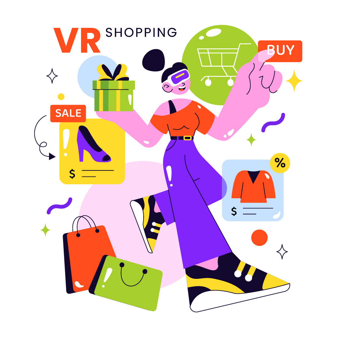 10 Virtual Reality Shopping Illustration cover image.