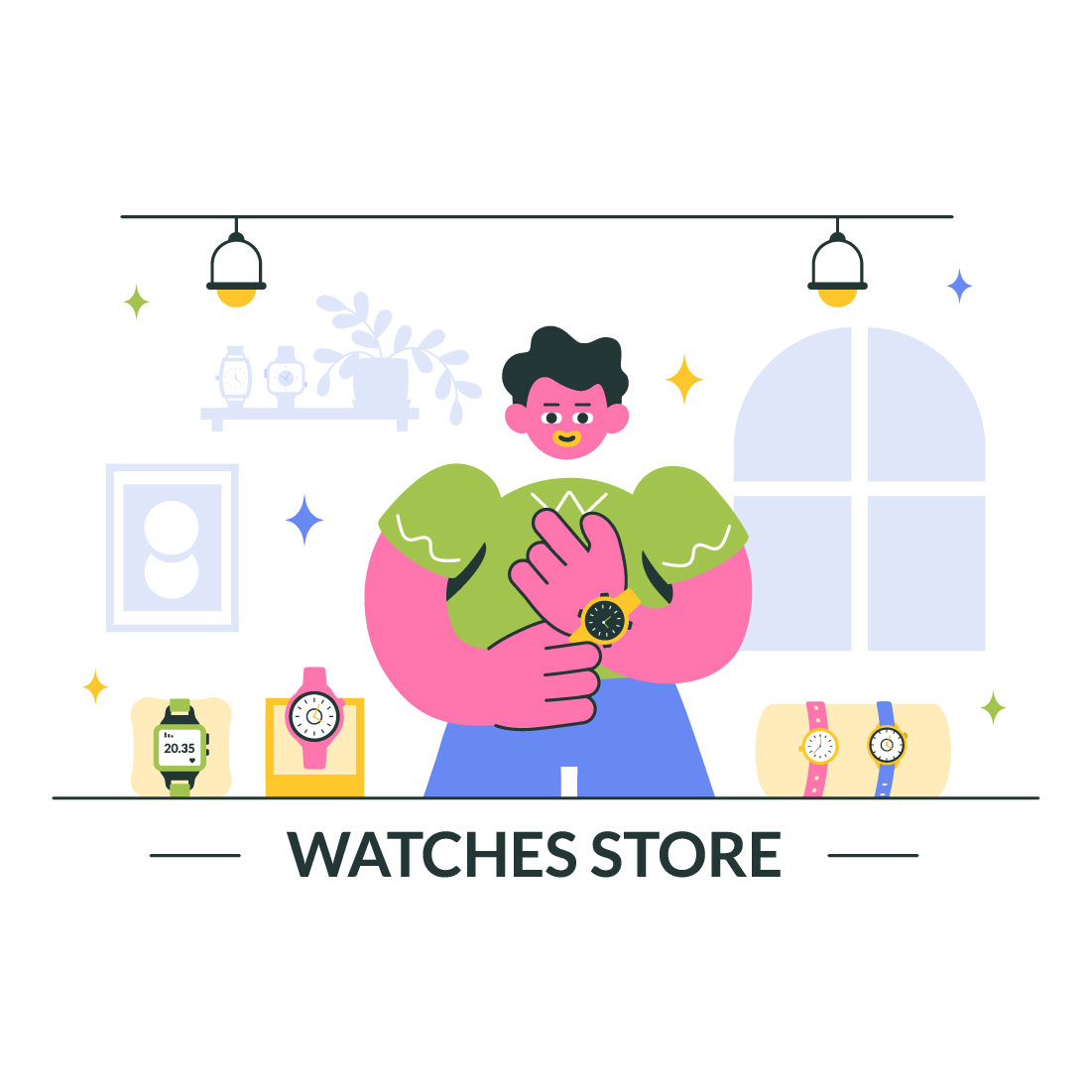 10 Watches Store Illustration preview image.