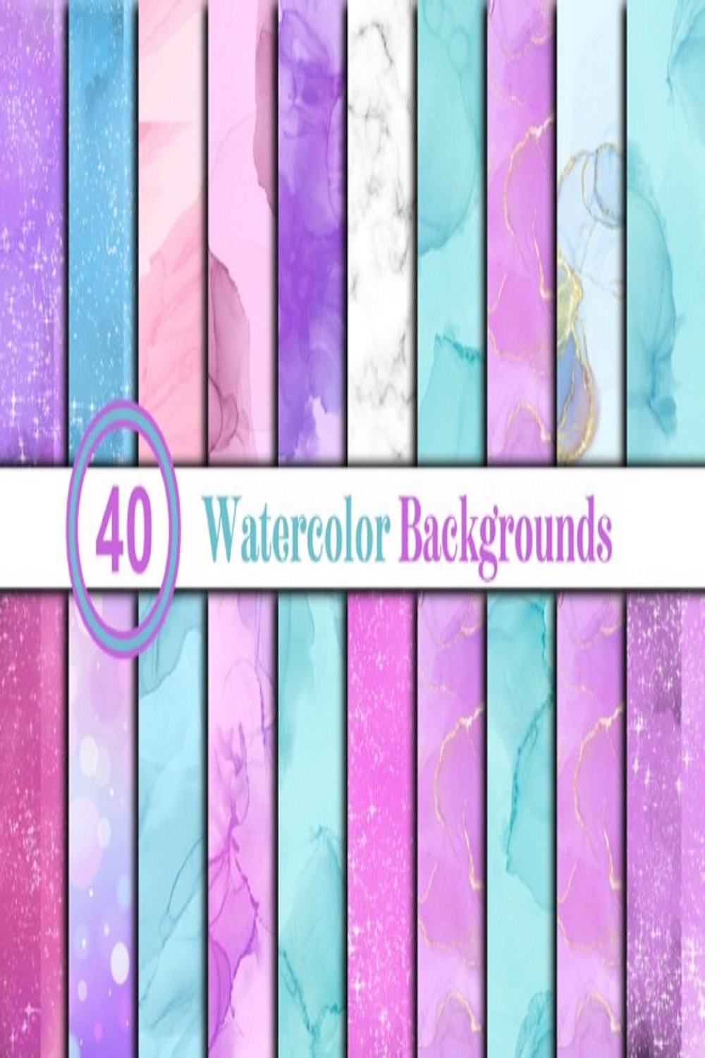 Watercolor Backgrounds Bundle Pack pinterest preview image.