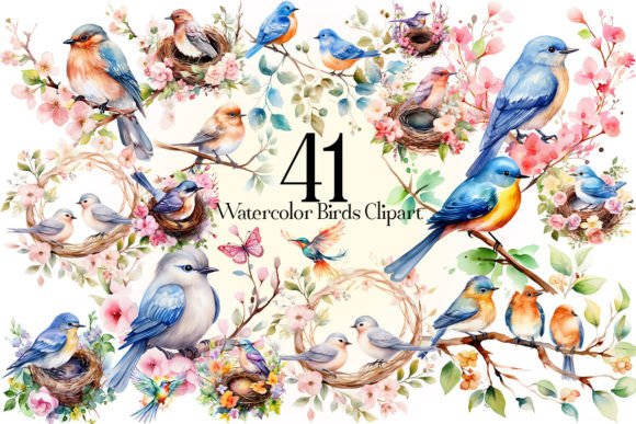 watercolor birds clipart bundle graphics 87259080 1 1 580x387 388