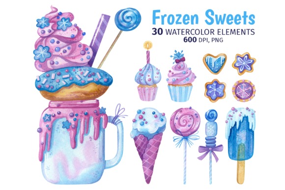 watercolor frozen sweets clipart 585