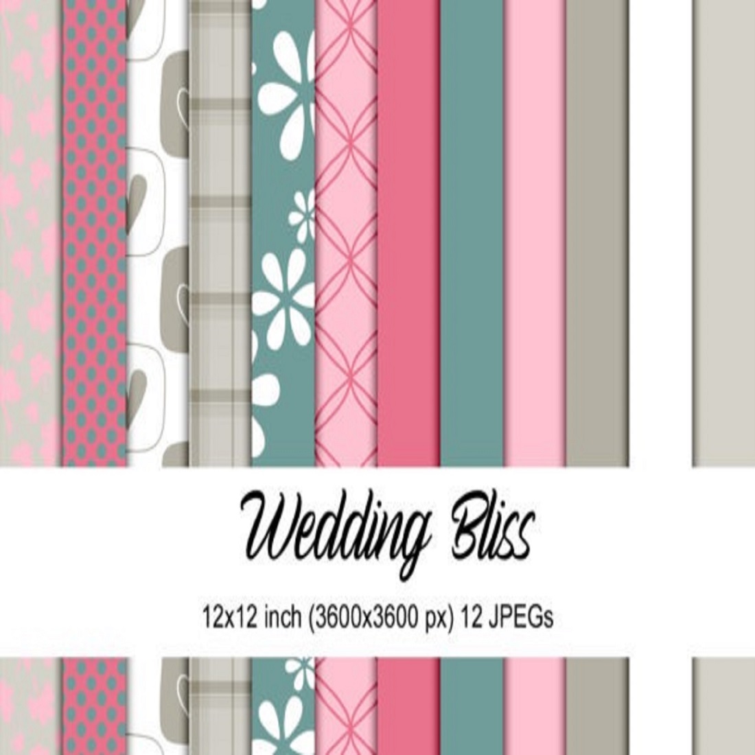 Wedding Bliss Digital Papers preview image.
