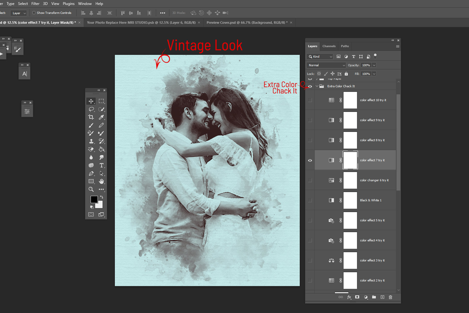 wedding watercolor brush art photo effect 02 534