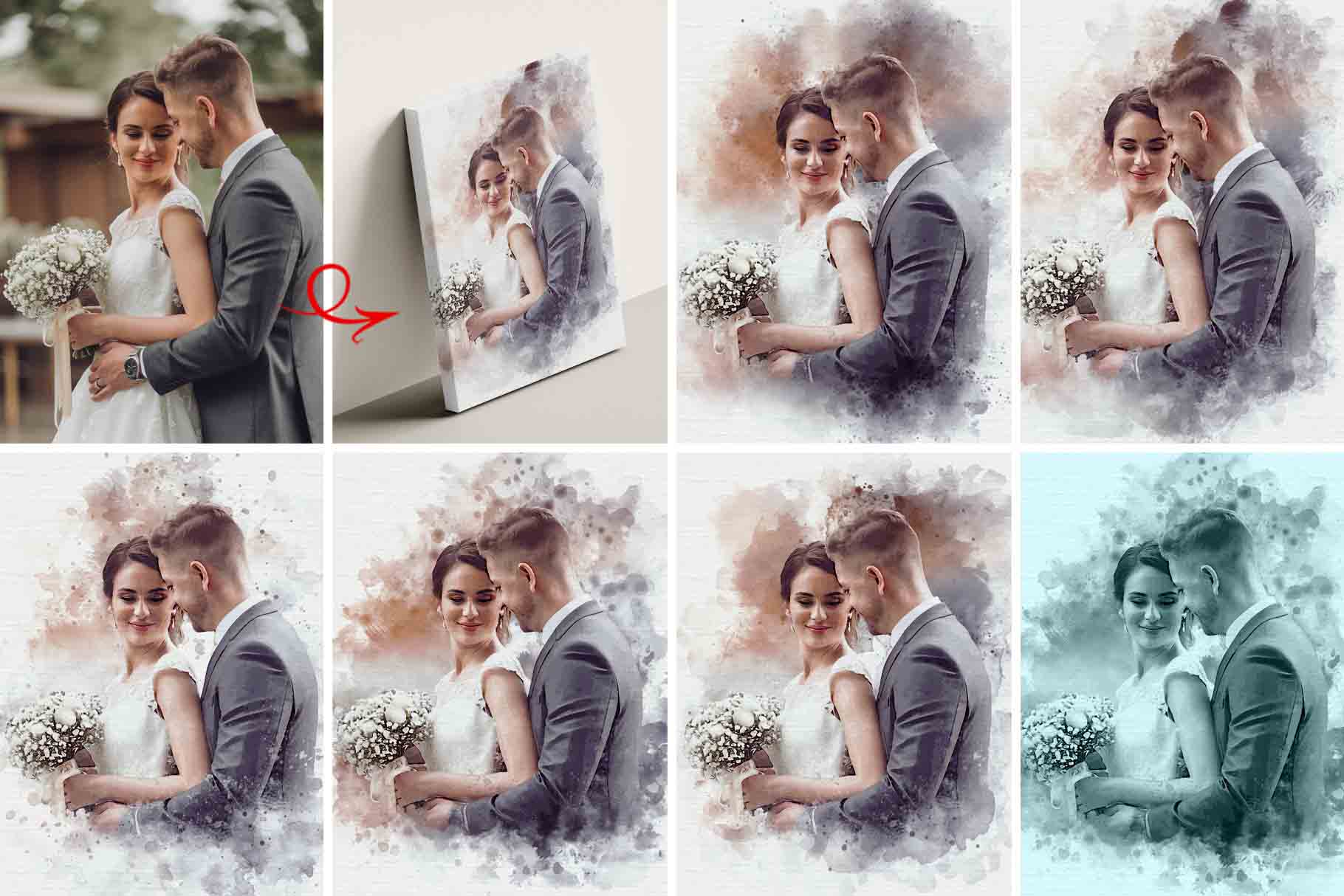 wedding watercolor brush art photo effect 12 322