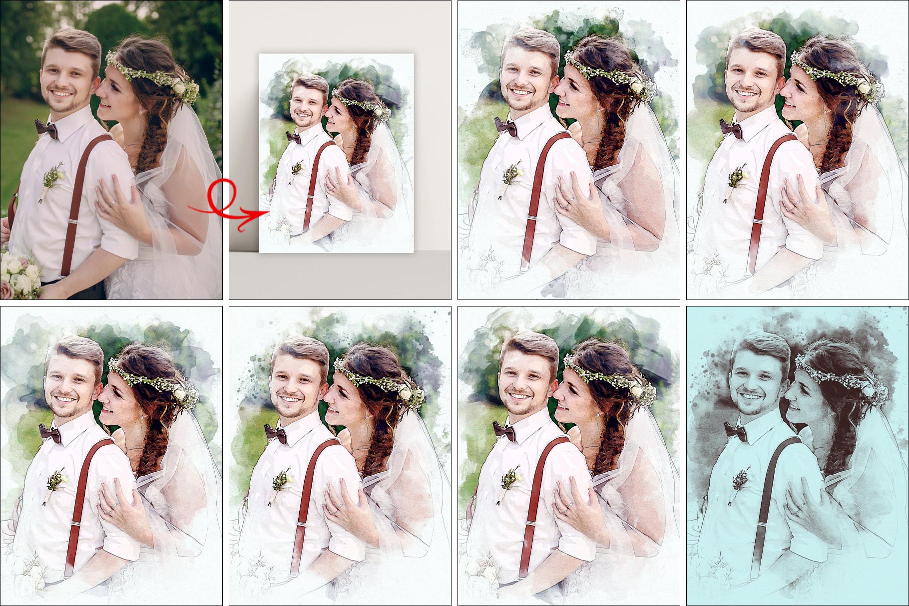 wedding watercolor painting effect 14 546