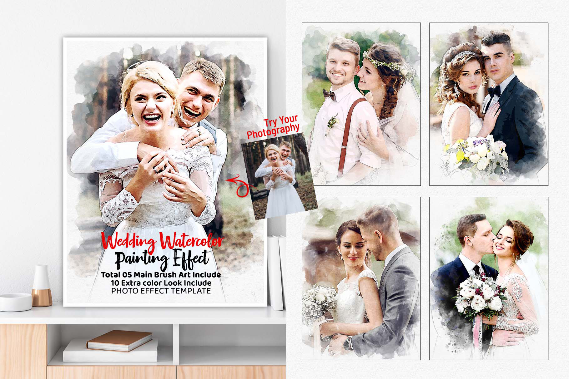 wedding watercolor painting effect 406