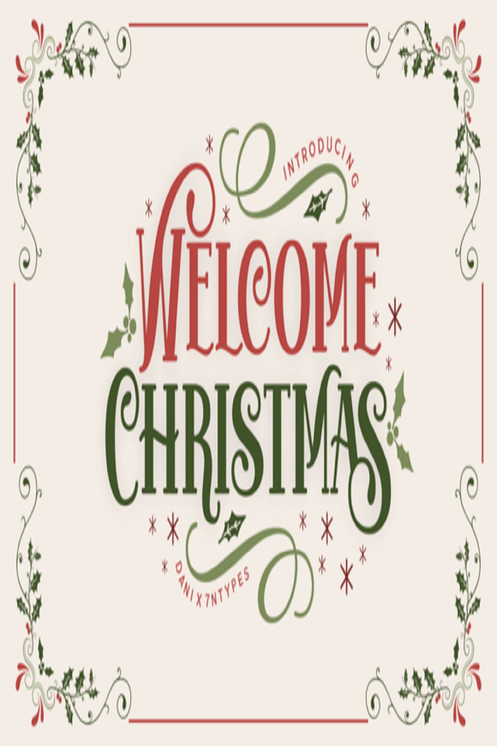 Welcome Christmas Font pinterest preview image.