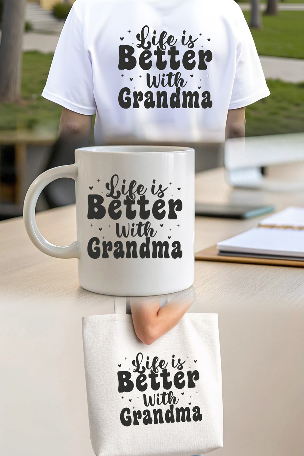 life is better with grandma quote – cute family love design for t-shirts and gifts Graphic Design pinterest preview image.