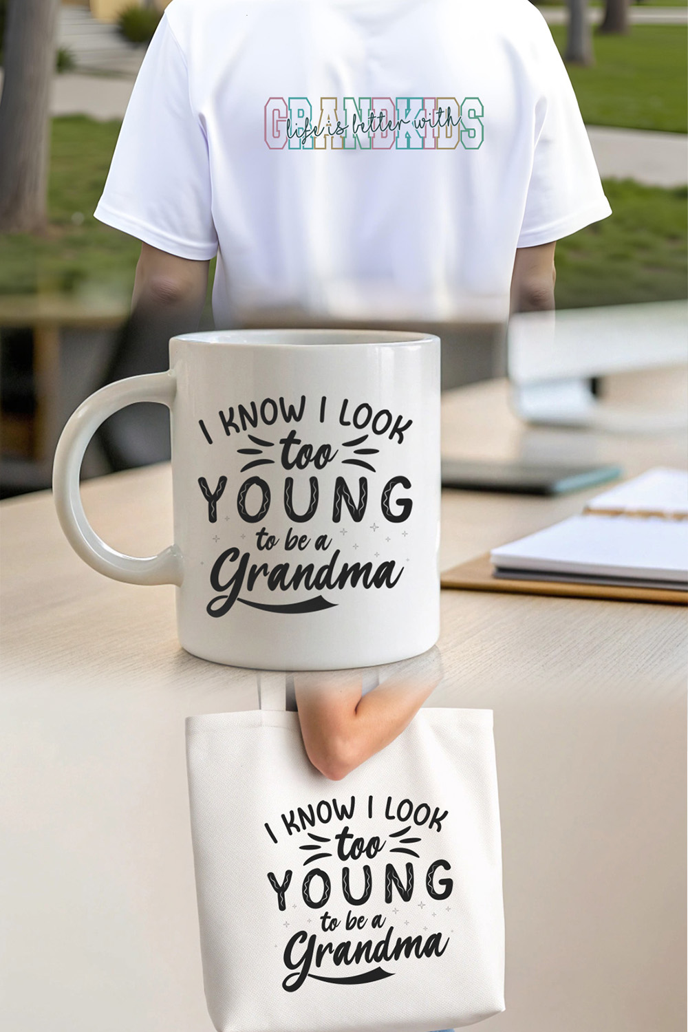 I know I look too young to be a grandma, funny quote design for cool grandma gifts Graphic design pinterest preview image.