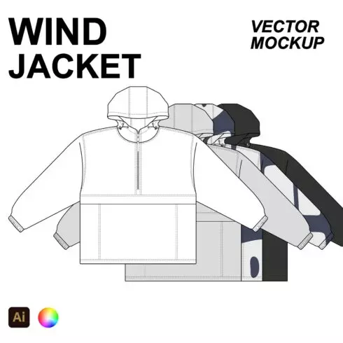 Wind Jacket Flat Vector Mockup cover image.