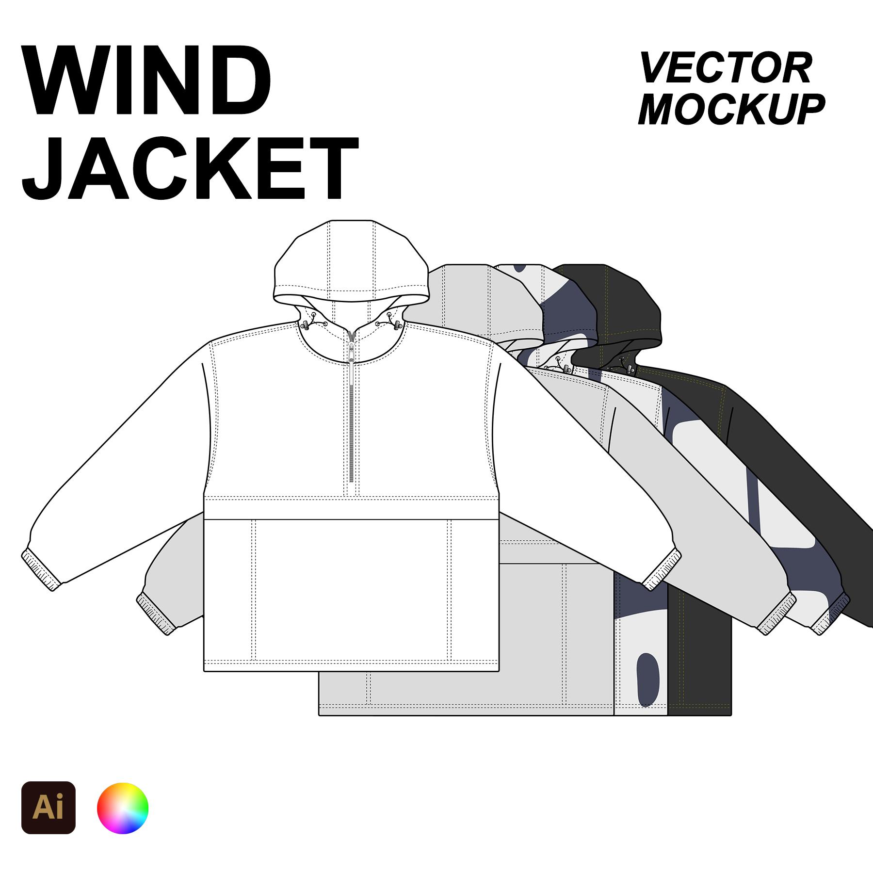 Wind Jacket Flat Vector Mockup cover image.