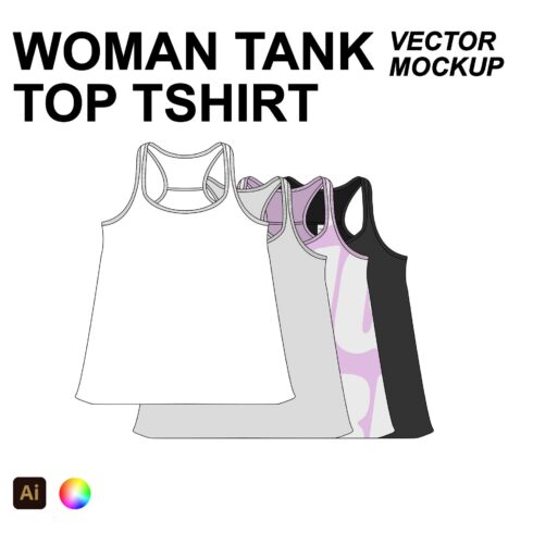 Woman Tank Top Tshirt Vector Mockup cover image.