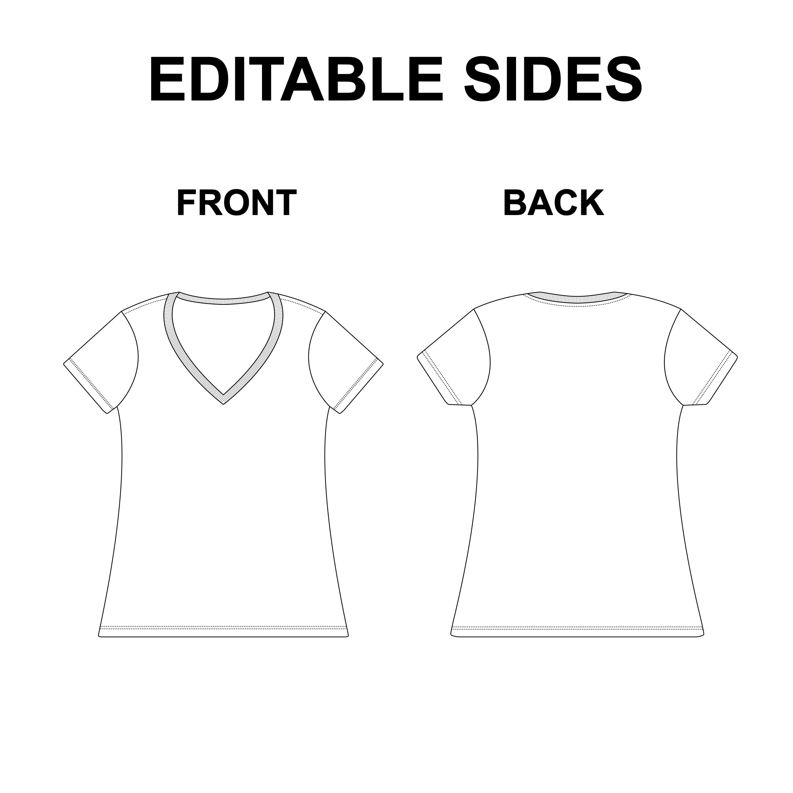 Woman V Neck Tshirt Vector Mockup preview image.