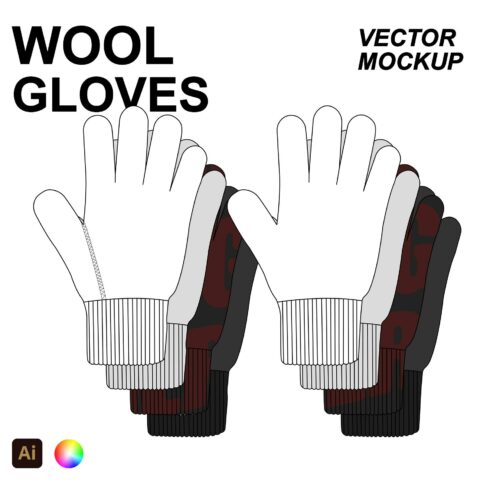 Wool Gloves Flat Vector Mockup cover image.