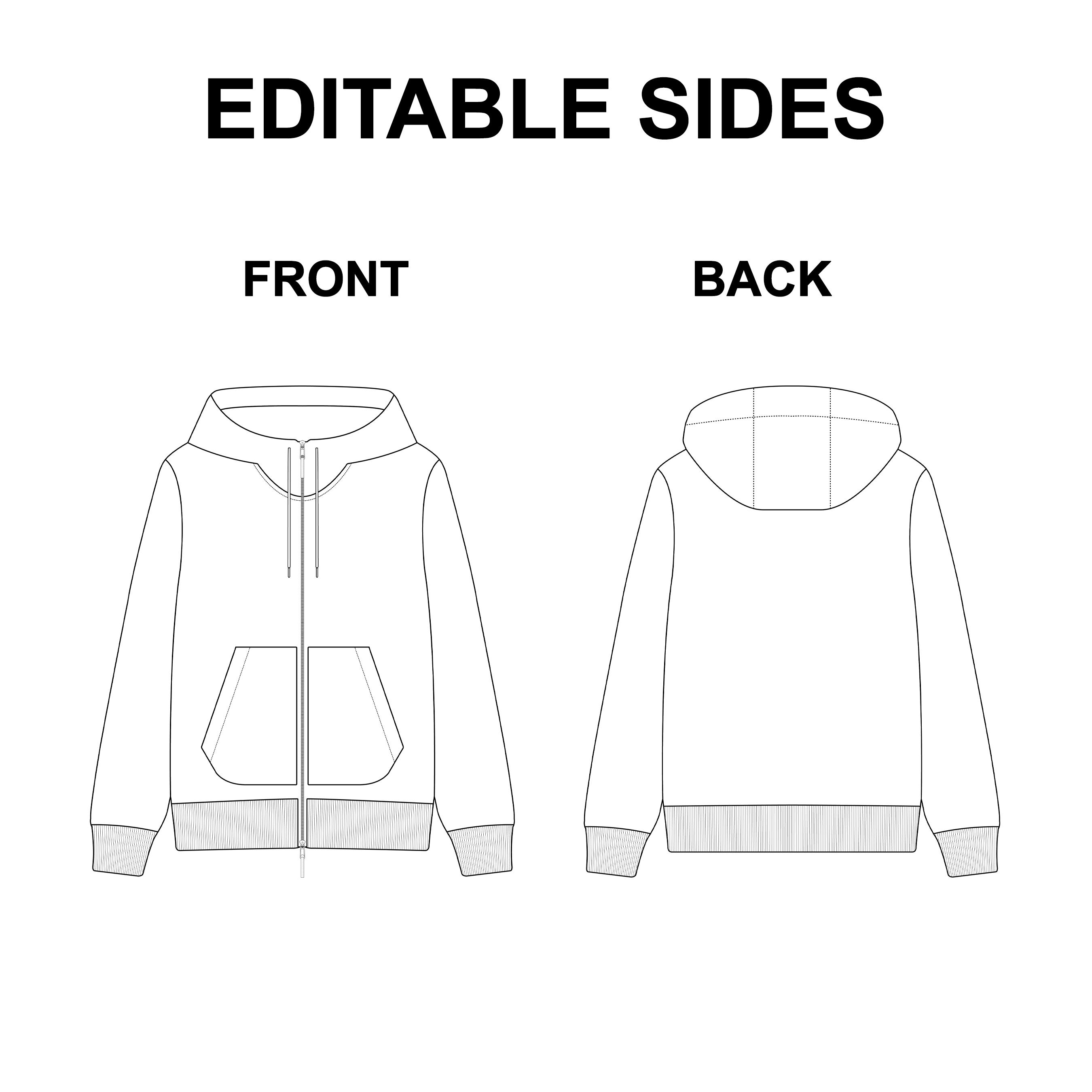 Zipped Hoodie Flat Vector Mockup preview image.