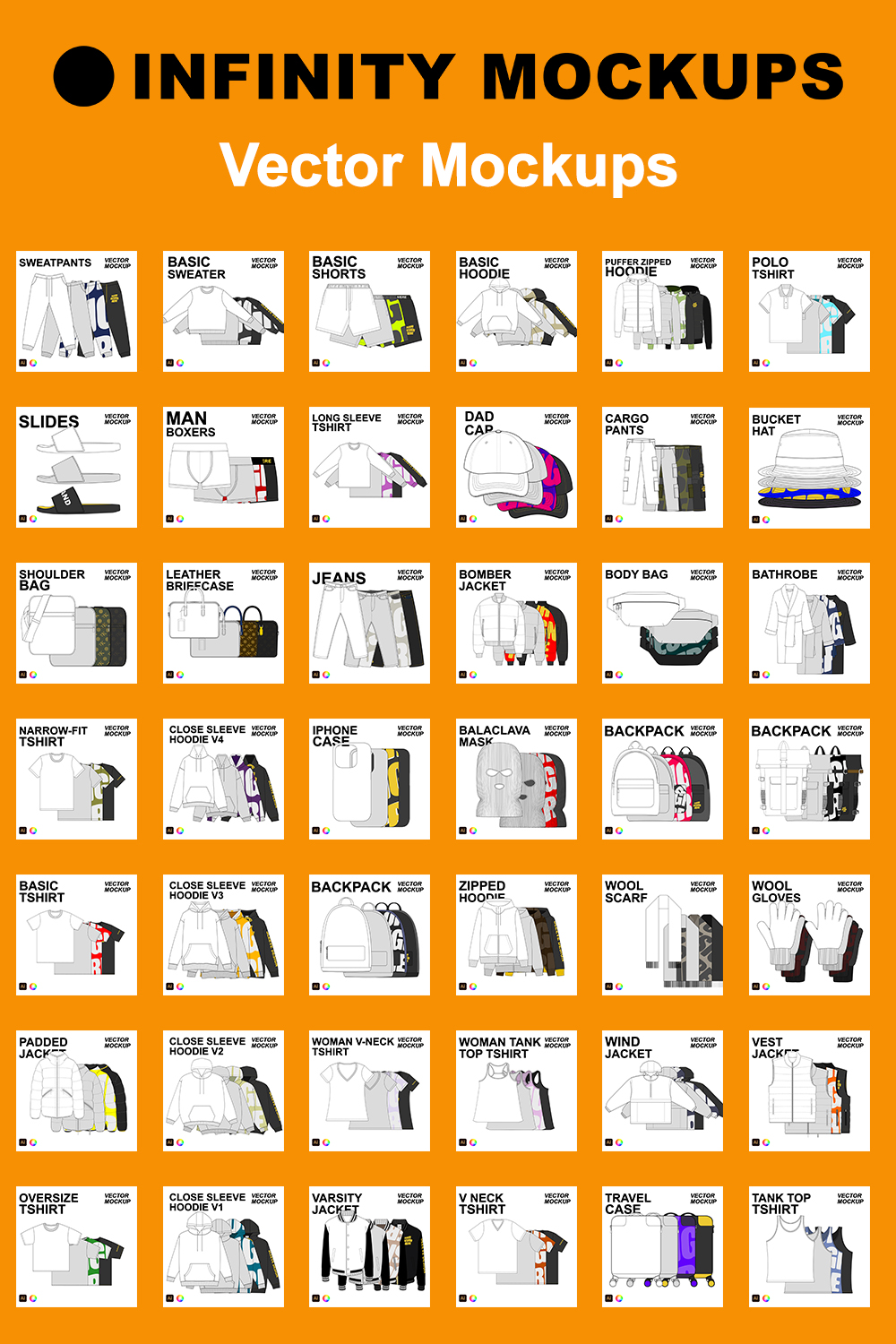 Man Boxers Flat Vector Mockup pinterest preview image.
