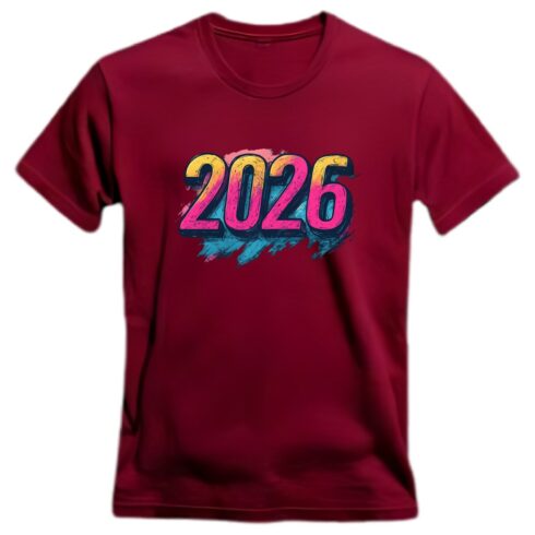 2026 Red T-Shirt Design – Modern Bold Typography Graphic for Trendy Streetwear cover image.