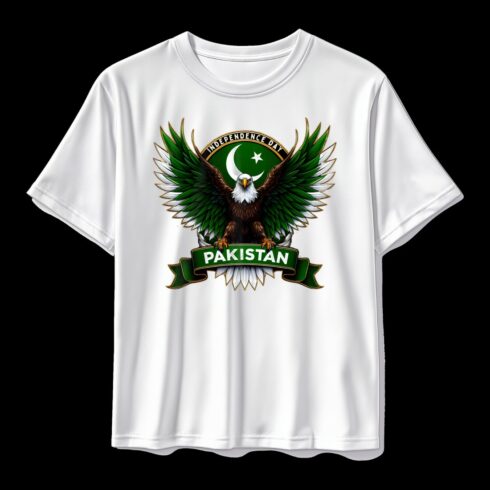 Pakistan Independence Day T-Shirt Design – Bold Eagle & Flag Vector Art | 14 August Shirt cover image.