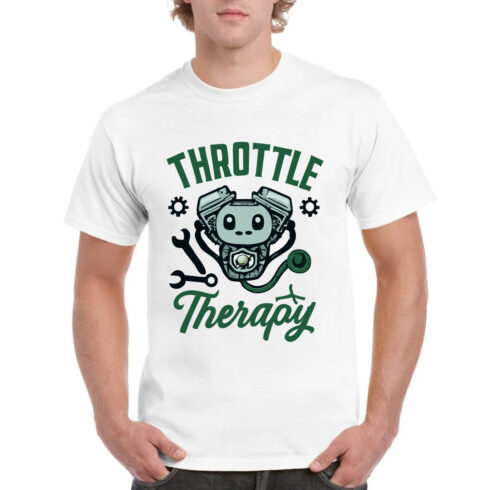 Throttle Therapy Motorcycle Mechanic T-Shirt cover image.
