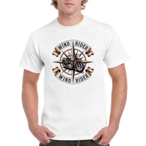 Wind Rider Motorcycle Compass Navigation T-Shirt cover image.