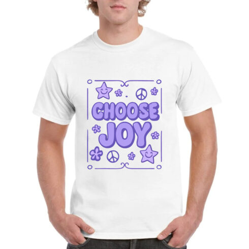 Choose Joy Purple Retro Hippie Peace T-Shirt cover image.