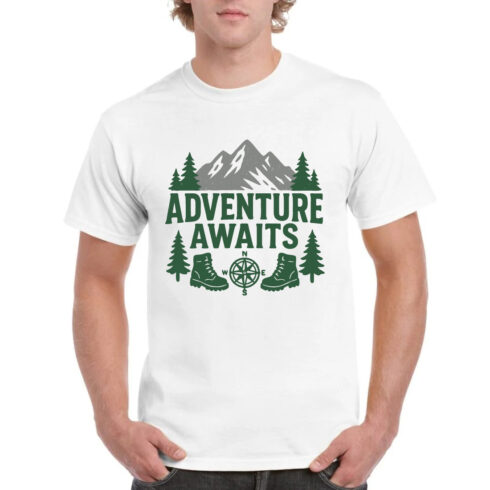 Adventure Awaits Mountain Hiking Outdoor T-Shirt cover image.