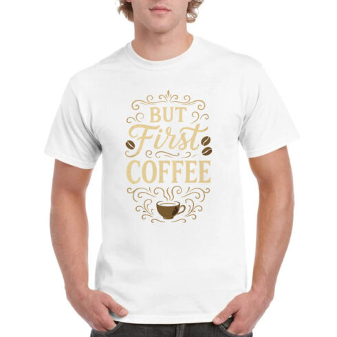 But First Coffee Vintage Typography T-Shirt cover image.