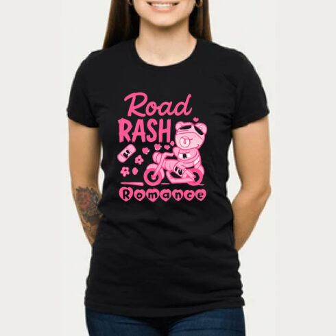 Road Rash Romance Funny Motorcycle Biker T-Shirt cover image.