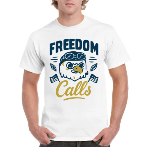 Freedom Calls Eagle Biker Patriotic T-Shirt cover image.