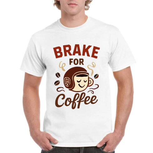 Brake for Coffee Funny Caffeine Addict Graphic Tee cover image.