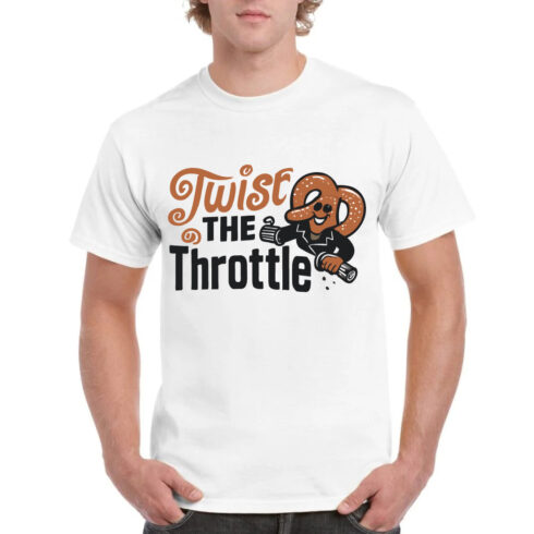 Twist the Throttle Funny Pretzel Biker T-Shirt cover image.